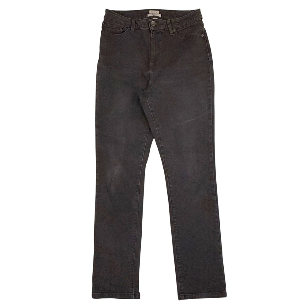 LL Bean Classic Fit Straight Leg Jeans Womens 10 MT Dark Wash Black Denim 284078